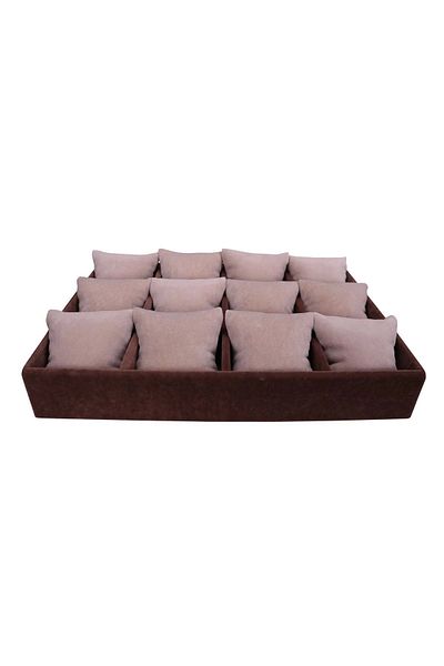 MeGass Dekor Εγχώριας παραγωγής Suede ύφασμα καφέ χρώμα 34/24 εκ. Επενδυμένο συρτάρι με επένδυση Ρολόι και κουτί κοσμημάτων