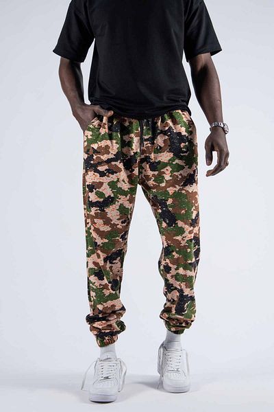 SUPERBLUE Ανδρικό παντελόνι Jogger με μοτίβο παραλλαγής, χαλαρό μπεζ