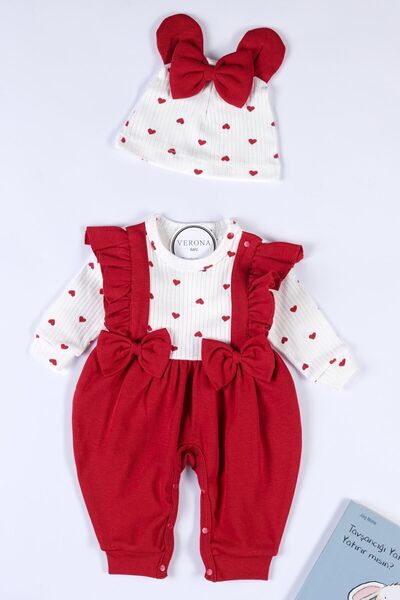 VERONA TARZ Heart Bow Hat 2 Pieces Baby Girl Newborn New Season Seasonal Hospital Exit