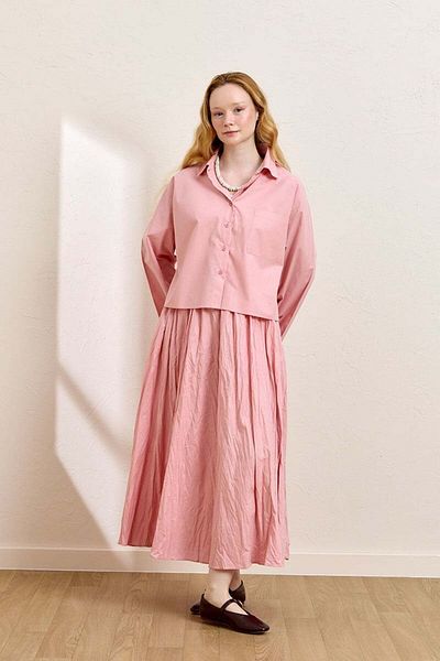 Ceylan Otantik Soft Pink Crashed Balloon Skirt