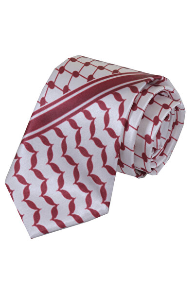 Exve Exclusive Бордо-біла палестинська куфія з цифровим принтом, краватка та ...