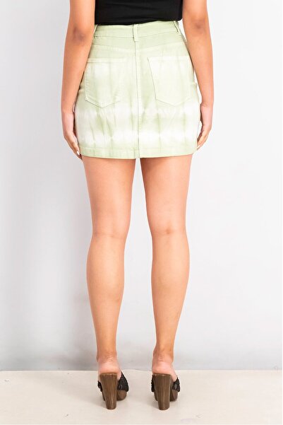 Don't Call Me Jennyfer Women Tie Dye Denim Mini Skirt, Green Water
