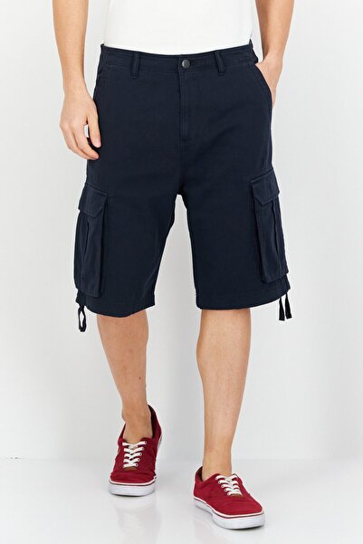 Esprit Men Relaxed Fit Solid Cargo Shorts, Navy