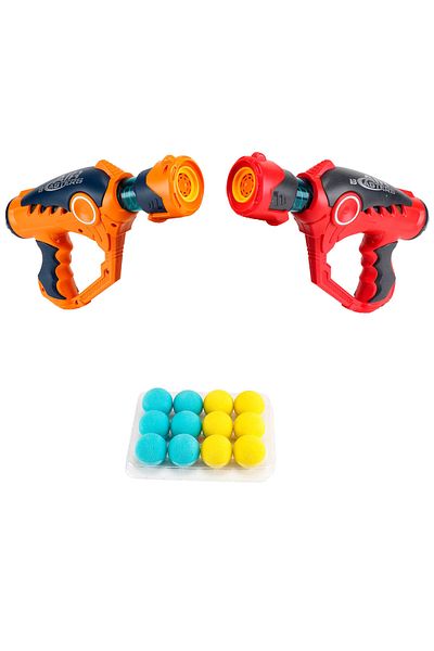 ACTION ONE Set 2 Pistoale Action One tip Air Blasters cu 12 mingi de burete EVA, 24.5x6x14.5 cm