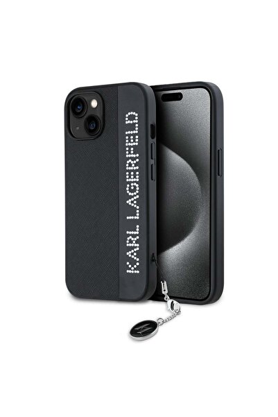 Karl Lagerfeld Калъф за iPhone 15, Karl Lagerfeld, Saffiano Rhinestones&Charm...