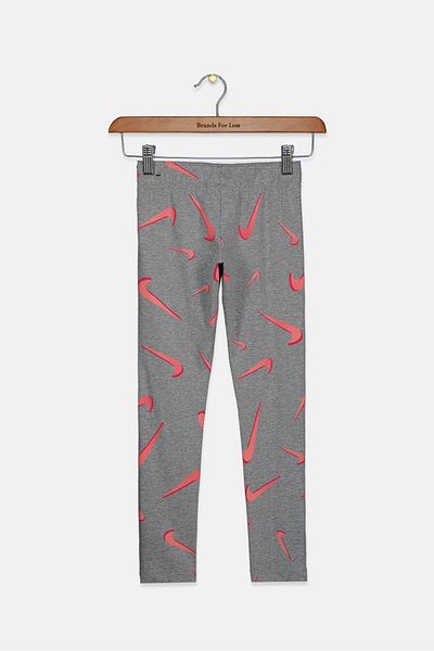 Nike Kids Girl Tight Fit Printed Training Leggings, Grey Combo