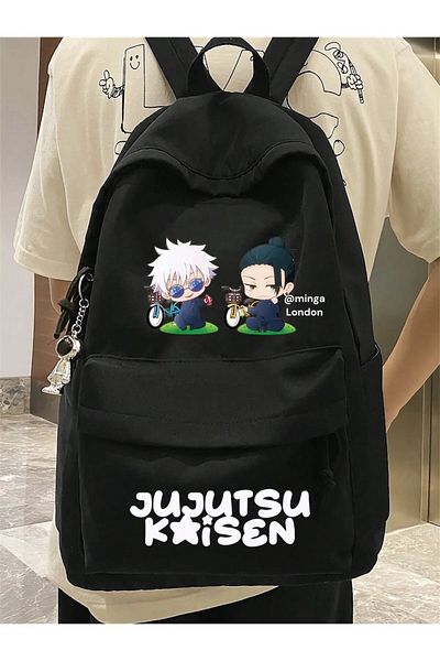 DEEFWEAR Black Jujutsu Kaisen Best Friend Printed School, Classroom, Course Printed Backpack