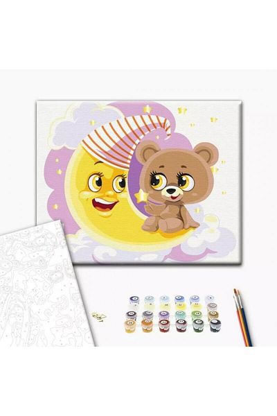 Brushme Paint By Numbers Set 30x40 Cm Teddy Bear In The Sun With Brushes And Colors