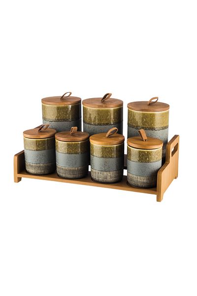 Dania Porcelain storage box set with bamboo wood and a new decor to add a touch of beauty to your kitchen