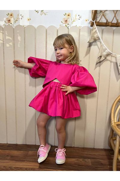 Butik Girl's Cotton Poplin Skirt Suit