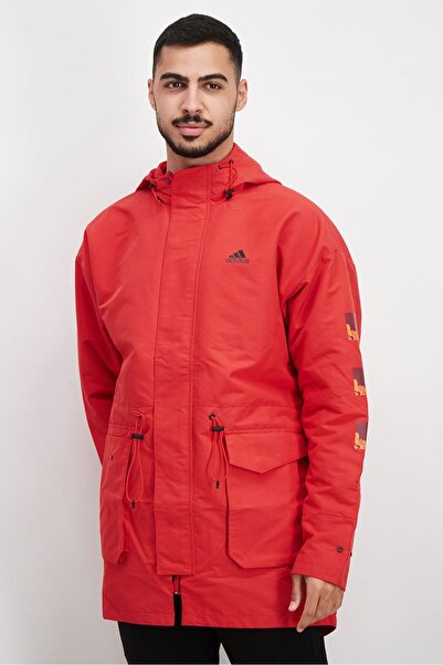 adidas جاكيت رجالي بقصة عادية وأكمام طويلة من CNY باللون الأحمر