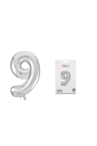 TATLI GÜNLER 34" Foil Balloon Number 9 Silver