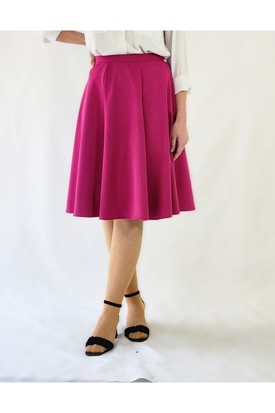 YAXİ Fuchsia Elastic Six Piece Midi Diver Bell Skirt