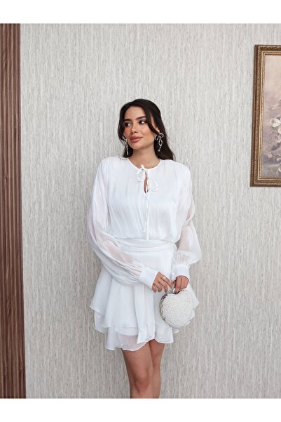 ESRAHELVACI Φόρεμα από τούλι ζακάρ με βάτα