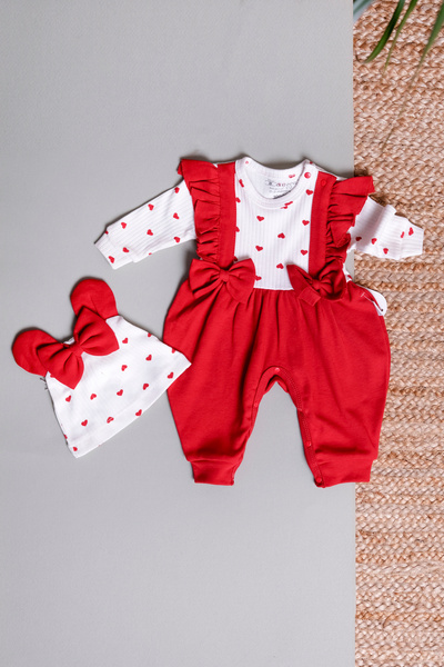 VERONA TARZ Heart Bow Hat 2 Pieces Baby Girl Newborn New Season Seasonal Hospital Exit