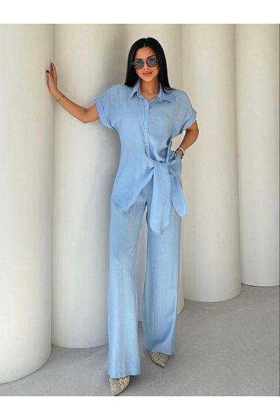 EGZOTİK ASORTİK Side Tie Shirt Pants Set