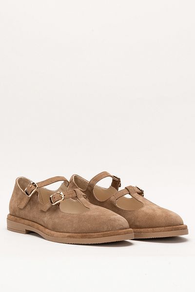 Dericlub Dericlub Women's Double Belt Casual Shoes Real Nubuck Leather Rc 40205 Tobacco