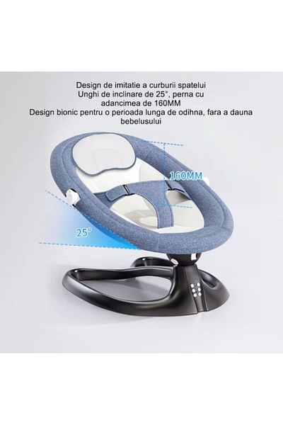 OEM Leagăn Electric Pentru Bebeluși Cu Telecomandă, Design Ergonomic, Temporizator, 5 Viteze, Albastru