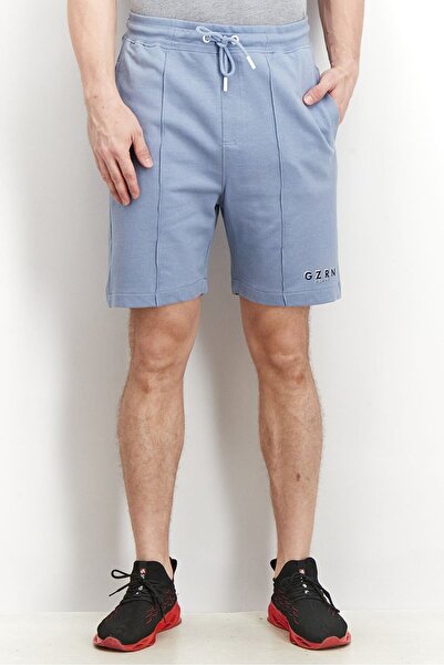 GAZZARRİNİ Men Regular Fit Drawstring Printed Shorts, Light Blue