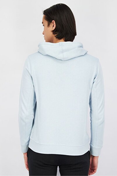 GAZZARRİNİ Men Brand Logo Long Sleeves Hoodie, Light Blue