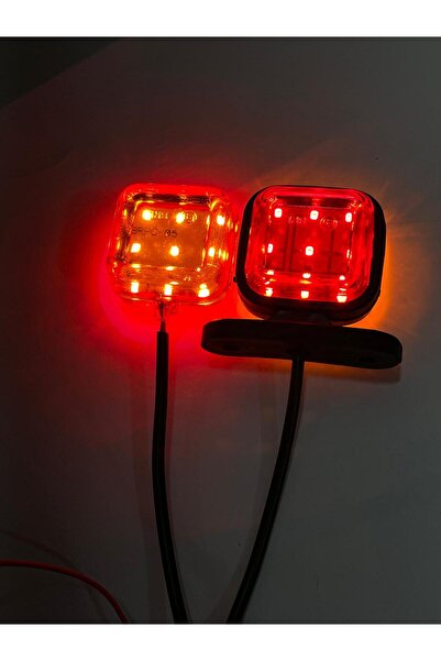 BARLAS OTO LED MİNİ KARE TAKOZ LEDLİ LAMBA [SARI-KIRMIZI] 10 ADETLİ [12-24VOLT]