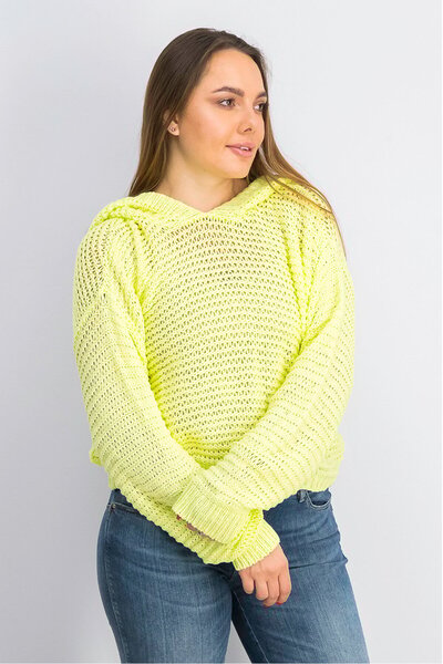 TAVIK Women Hooded Long Sleeve Knitted Sweatshirt, Sunny Lime Green