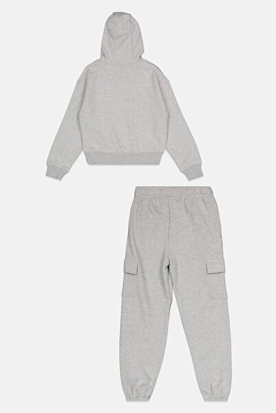 Ellesse Kids Girls 2 Pcs Brand Logo HoodieAnd Jogger Pants Set, Grey