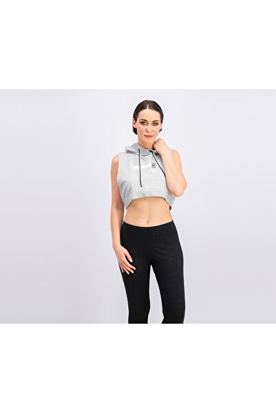 Reebok Women Combat Glory Sleeveless Training Cropped Hoody, Grey
