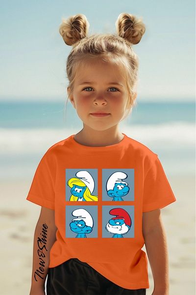 New Shine Smurfs Printed Oversize Children's T-Shirt
