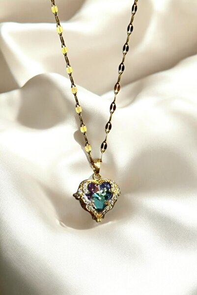 Elifsu Jewelry قلادة من الفولاذ على شكل قلب الملاك المخفي