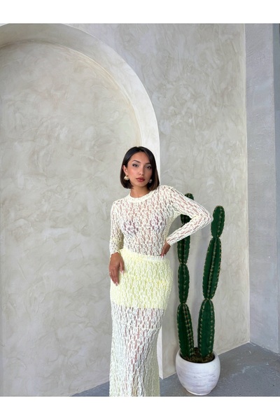 Miss Allos Жіноча мереживна спідниця міді з високою талією