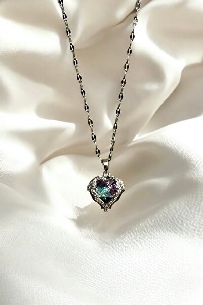 Elifsu Jewelry قلادة من الفولاذ على شكل قلب الملاك المخفي