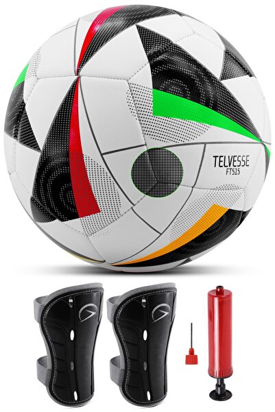 Telvesse Set of 3 Football Ball with Shin Guards 2024 European Pump Firm Grou...