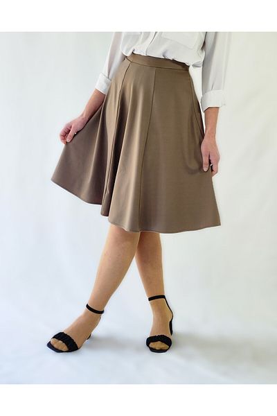 YAXİ Camel Elastic Six Piece Midi Diver Bell Skirt