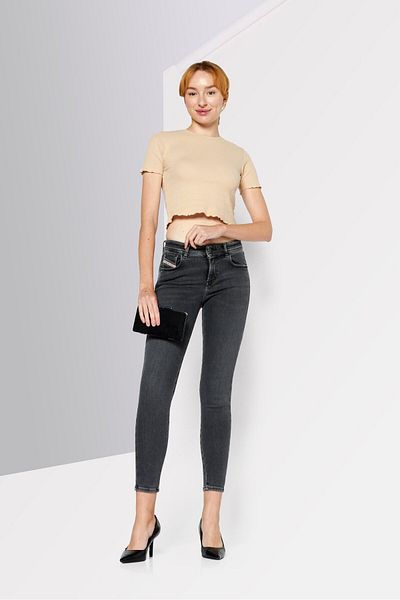 Diesel Women Skinny Fit Washed Stretchable Jeans, Grey