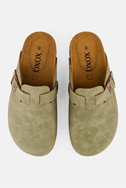 XOXO Women Slip On Cork Clogs, Dusty Olive
