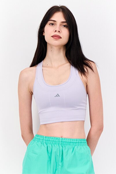 adidas Women Brand Logo Padded Sports Bra, Lavander