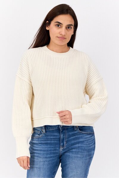 Sage + Stone Women Mock Neck Knitted Sweater, White