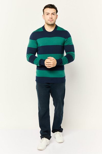 Esprit Men Crew Neck Long Sleeves Stripe Sweater, Multicolor