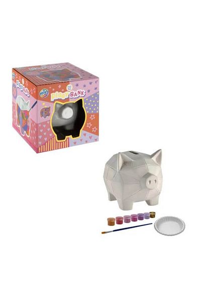 Moxy Creative Set Paint Your Own Piggy Bank With 7 Colors And Brush
