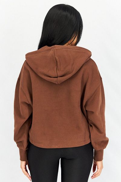 Calvin Klein Jeans Women Hooded Long Sleeve Brand Logo Sweatshirt, Brown