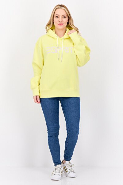 Esprit Women Long Sleeves Brand Logo Hooded Sweatshirt, Yellow