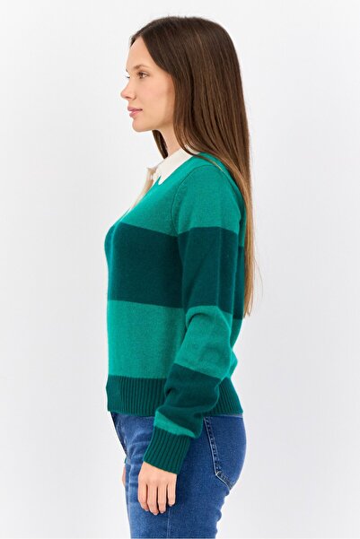 Esprit Women Spread Collar Yarn Died Sweater, Multi-color