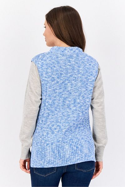 Esprit Women Crew Neck Crochet Sweater Vest, Multicolor