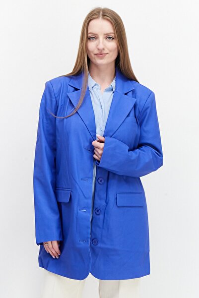NA-KD Women Regular Fit Plain Blazer, Blue