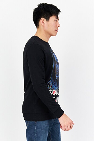 Netflix Men Squid Game Crew Neck Long Sleeve Graphic Print Sweatshirt, Black
