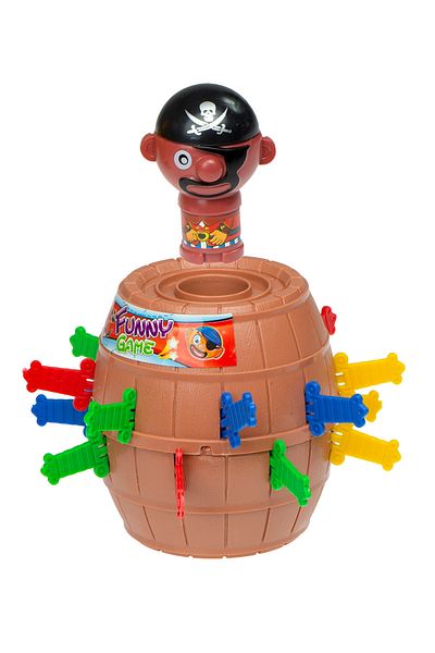 zola Fun game for children, pirate barrel and 16 multicolored swords, made of plastic, 12.5x9x9 cm