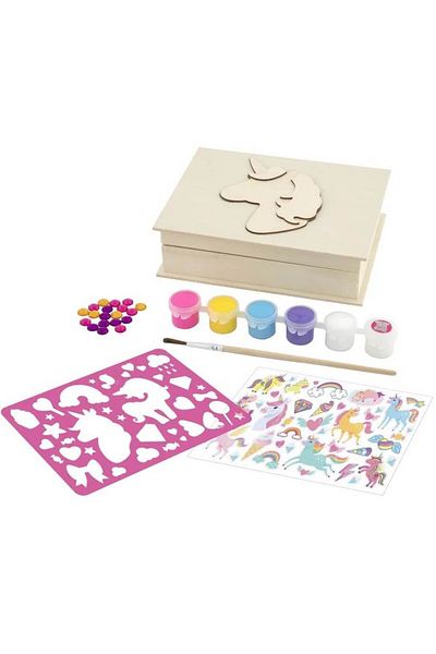GRAFİX Creative set of wooden jewelry box Unicorn with 6 colors and Grafix stickers