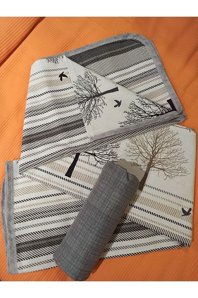 ŞENER HOME New Tree of Life Σετ Πικέ Μονό με Σεντόνι και Ελαστικό - Γκρι