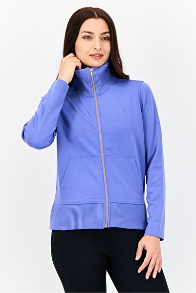 SKECHERS Women Sportswear Fit Full Zip Walking Sweatshirt, Purple Blue